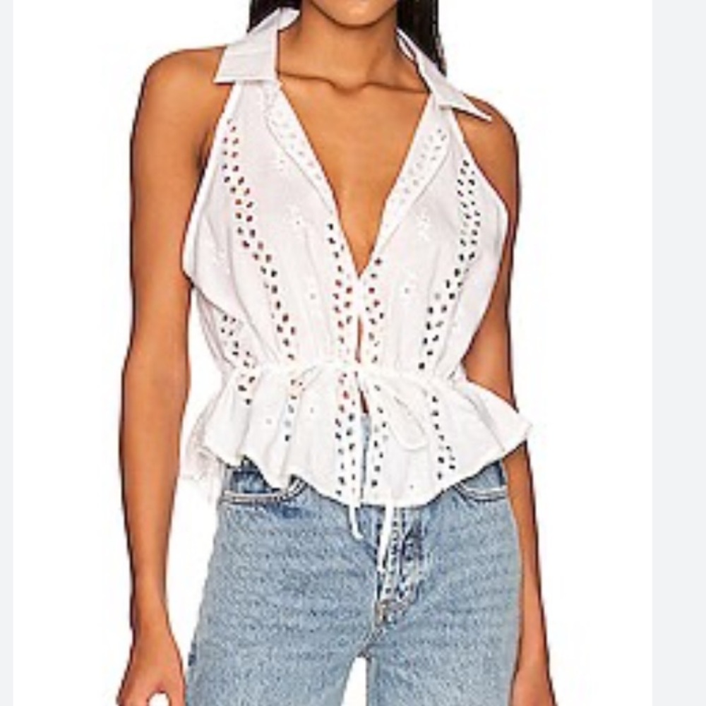 Free People NWT Tangerine Eyelet Top